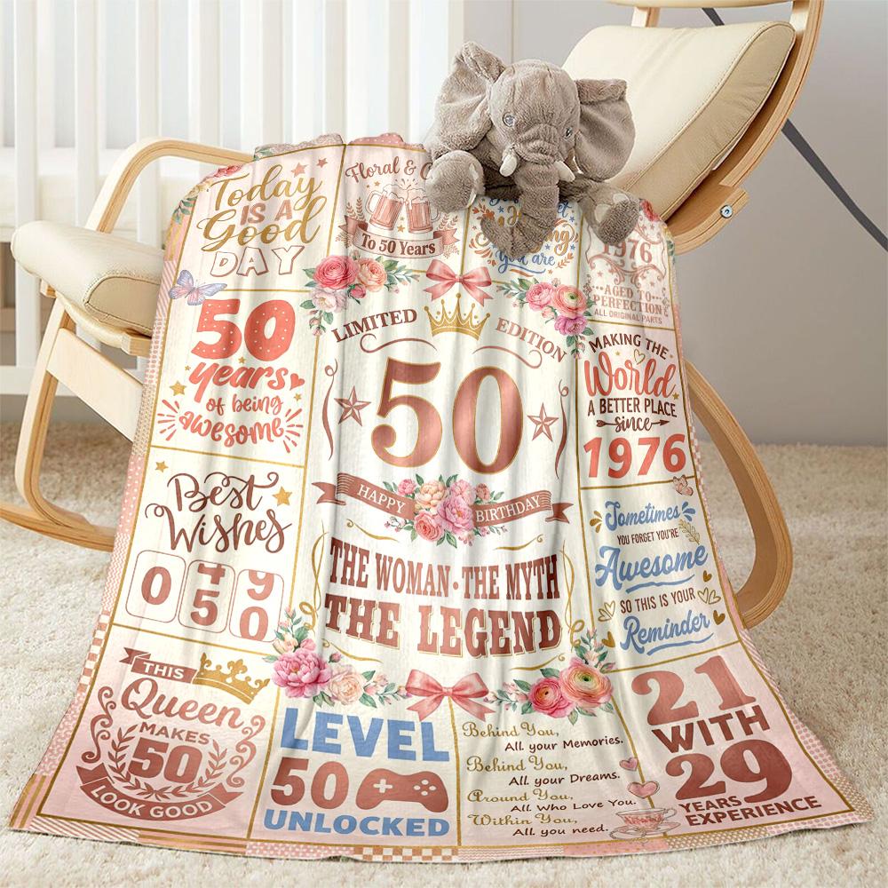 50th Anniversary Celebration Flannel Blanket-Soft and Suitable for Sofas,Beds,Offices,Travel,All Seasons,Great Gift for Holidays and Birthdays.