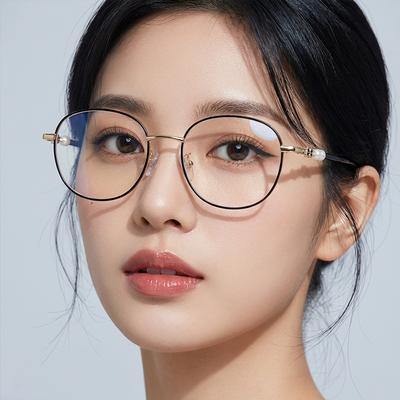 Pearl Decoration Women Eyeglasses Round Shape Blue Light Blocking Eyeglass Frames Korean Stylish Women's Glasses