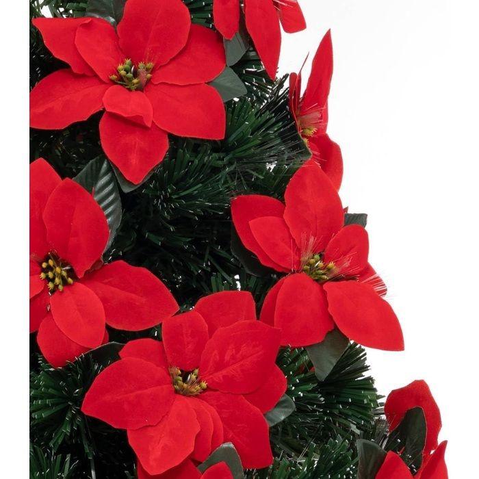 Sapin de Noel artificiel lumineux Poinsettia 50 Led 127 cm rouge