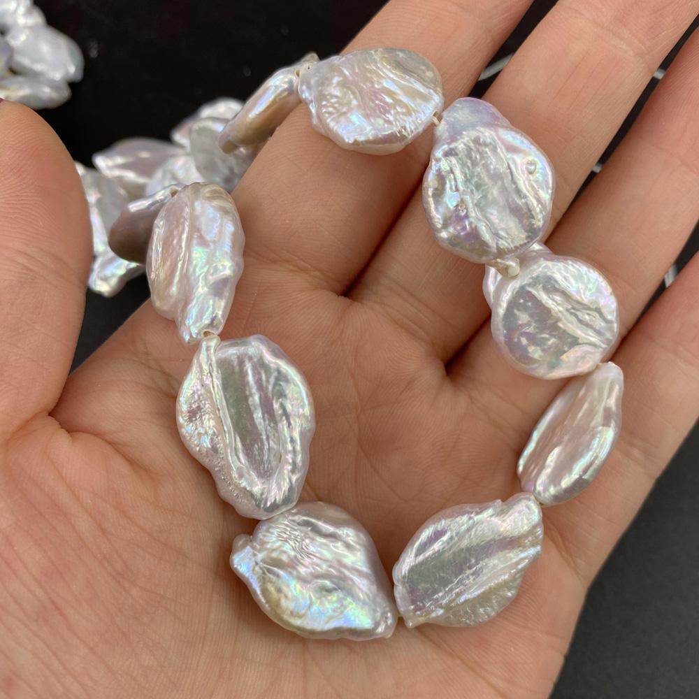 1String, Irregular Pearls, 15×25-18×27mm, White Natural Freshwater Pearl Beads for Jewelry Making DIY Supplies, Women's Craft Gifts 36cm
