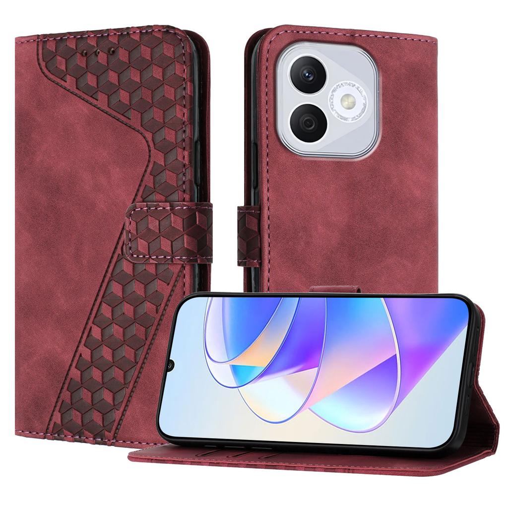 Für Honor 400 Lite 5G Lederhülle 7-förmiges Muster Brieftasche Ständer Stoßfeste Handyhülle