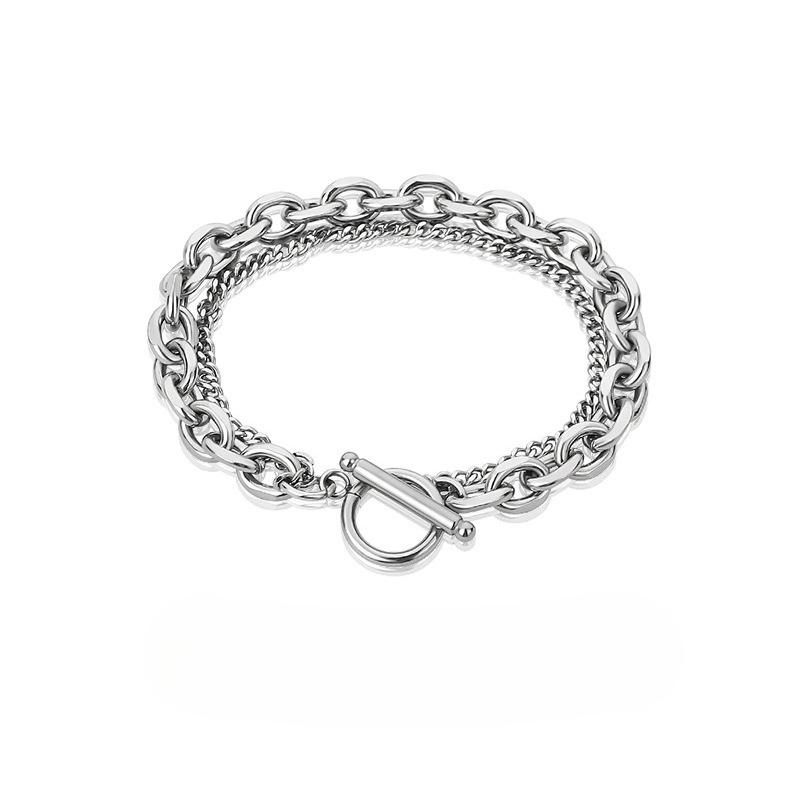 Titanium and Steel Double-layer Bracelet - Single-person, Individualistic, Simple Men's Jewelry. Retro and Niche Design for Students.