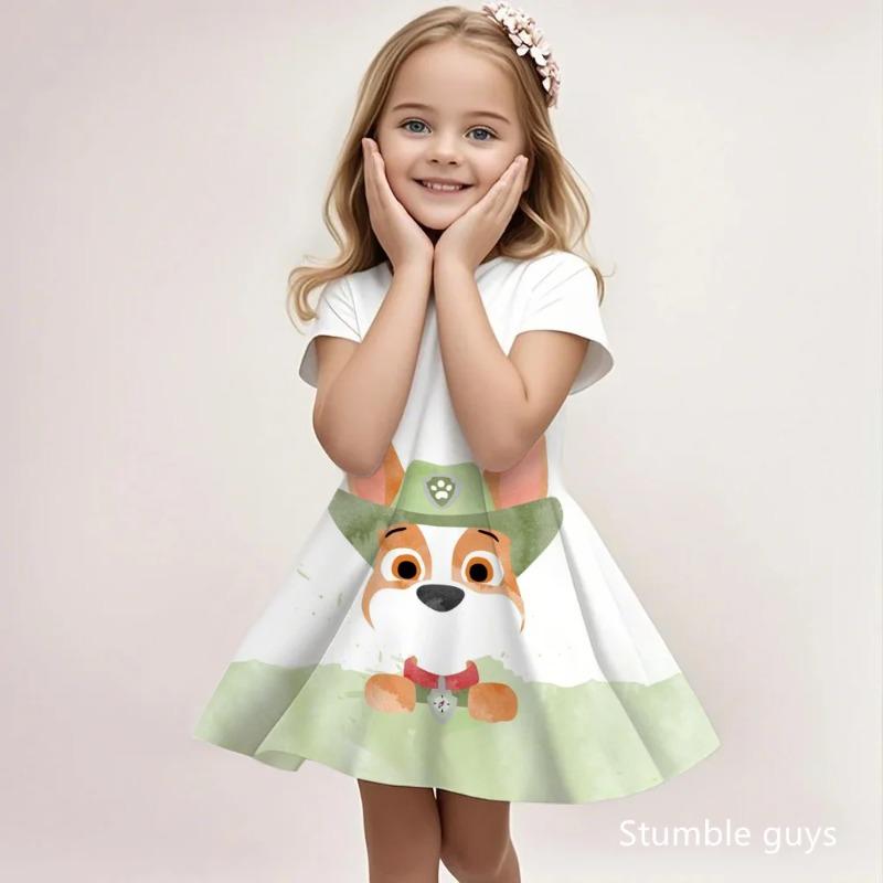 Paw Patrol Short Sleeve Dress For Girls Summer Casual Loose Beach