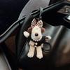 Plush Cartoon Chef Dog Keychain with Bow Tie – Cute Knitted Sweater Design Doll for Bags and Cars