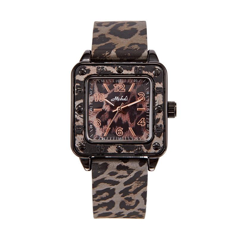 Tianta Leopard Print Silicone Square Watch