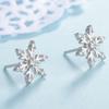 Zircon Snowflake Stud Earrings for Women - European & American Style, Christmas Copper-Plated Silver Jewelry with Mini Diamond Accents.