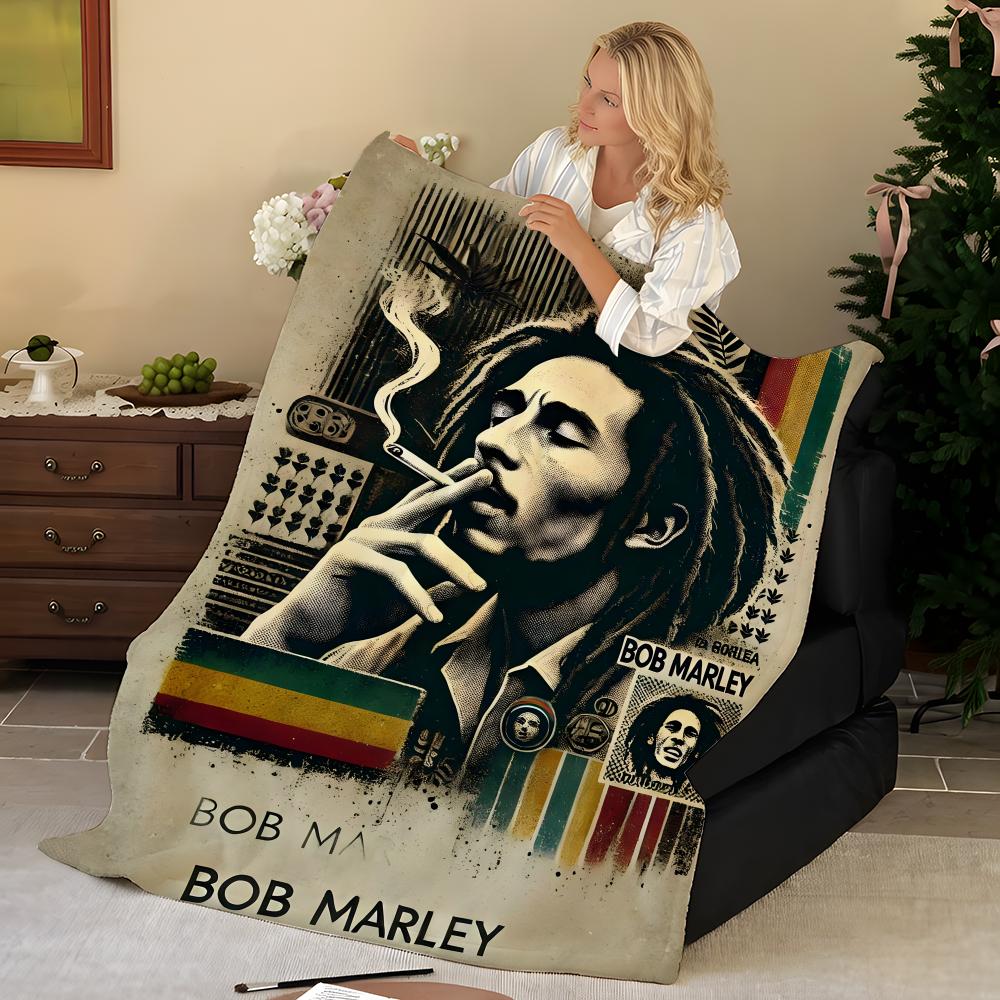 Musik B-Bob M-Marley Überwurf Flanelldecke, Weich Warm, Langlebig & Waschbar niedlich Cool