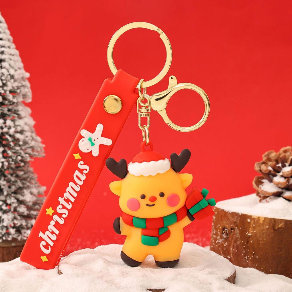 Niedlicher Cartoon Weihnachts Schneemann Gummi Schlüsselanhänger - Weicher Anhänger für Schlüssel oder Taschen