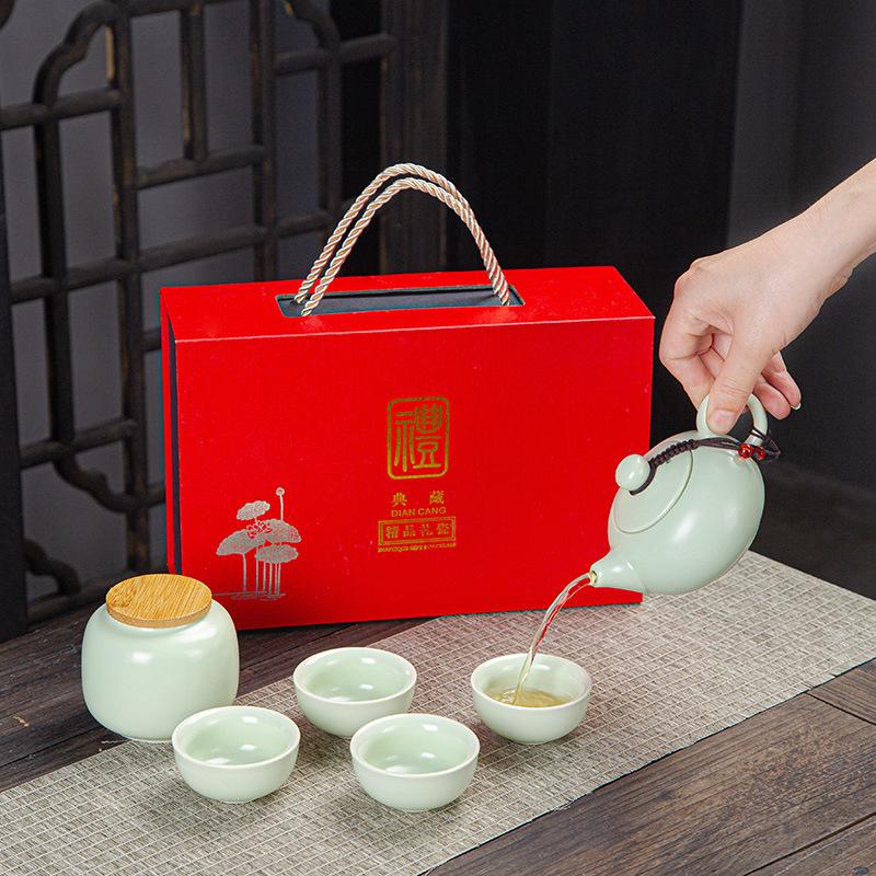 Travel tea set Kuaike cup portable outdoor tea cup one pot three cups teapot souvenir light luxury gift