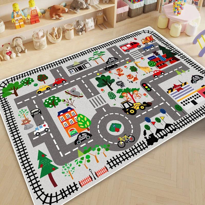 Cartoon Road Play Carpet Living Room Children's Bedroom Decoration Floor Rug 160X230CM Flannel Mat Soft Tatami Carpets Non-slip