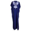 Navy Blue Rayon Embroidered Loose-Fit Beach Dress - Plus Size Cover-Up