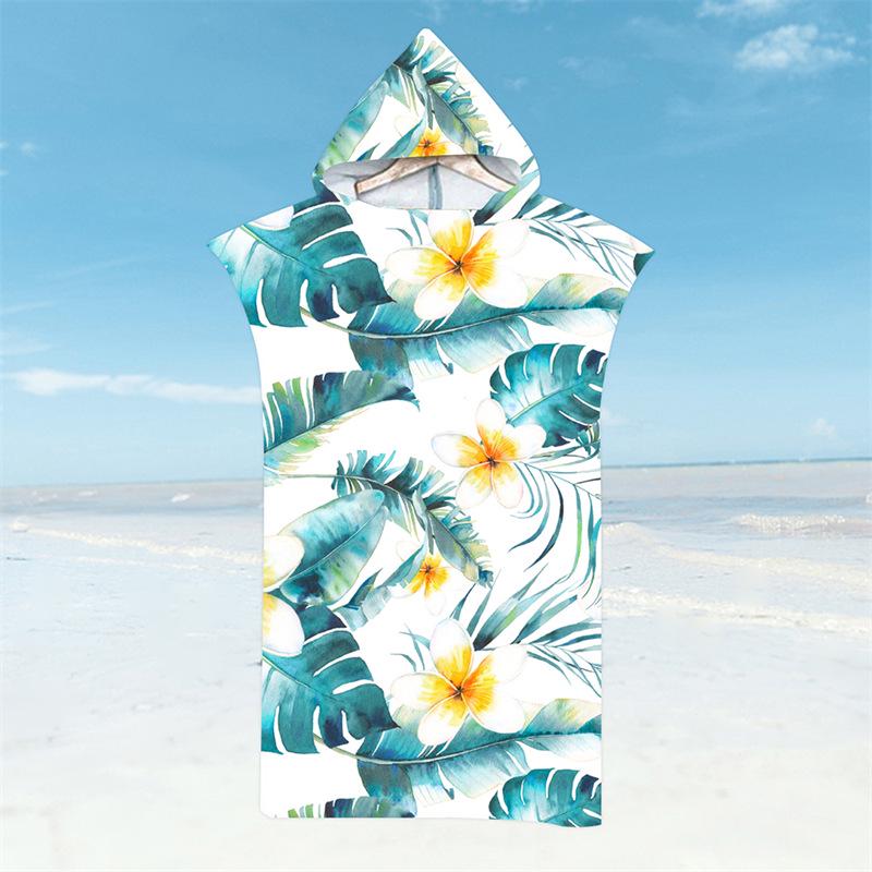 Microfiber Quick-Dry Hooded Beach Poncho Bathrobe for Adults