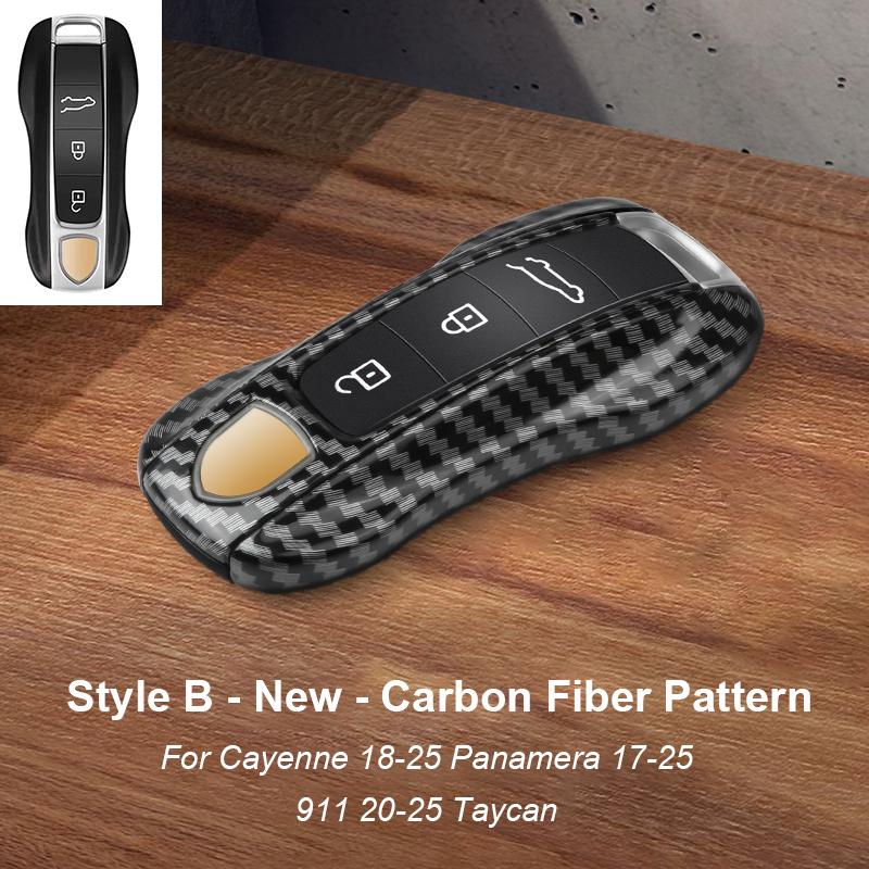 Solid Color ABS For Porsche Panamera Macan 718 Taycan 911 Cayman Boxster 971 Remote Smart Car Key Case Cover Car Accessories