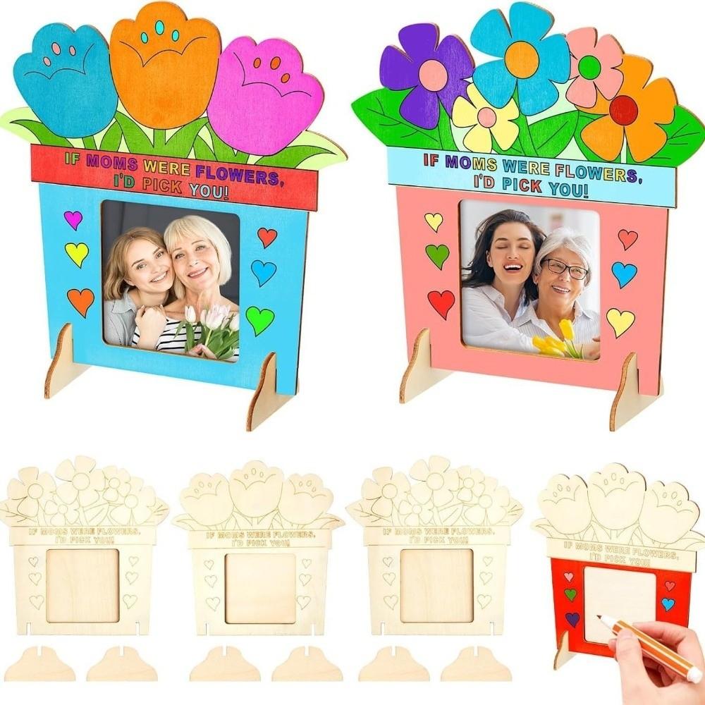 Flower Wooden Picture Frame Handmade Art Mother's Day Frame Photo Display Rack  Mother's Day Gift