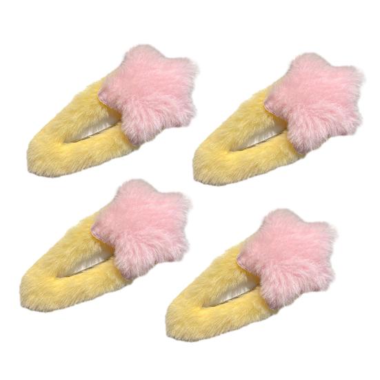 4Pcs Hairpin Plush Star Shape Bang Hair Clamp Kids Warm Autumn Winter Hair Clip Firm Hold No Scratch Hair Accessory