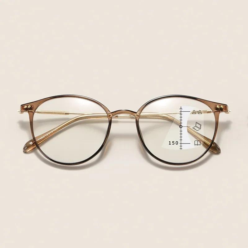 Multi-Focal Progressive Reading Glasses Retro Large Frame Fashion Anti-Blue Light Myopia And Hyperopia Presbyopia Glasses
