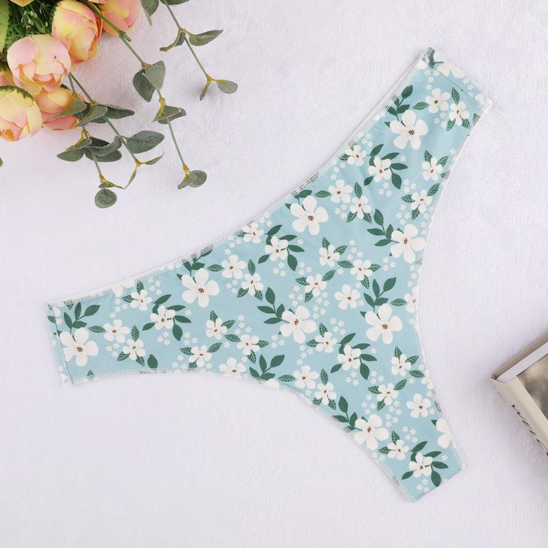 Patterned T-back panties Seamless invisible breathable briefs Low-rise women's knickers Thong underwear