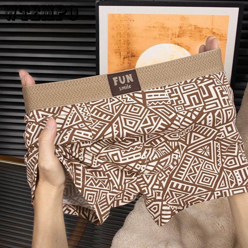

3PCS Retro Style Men s Underwear Men s Geometric Personalized Printed Four Cornered Pants Comfortable Breathable Men s Flat Cornered Pants Boxer Brief 4XL