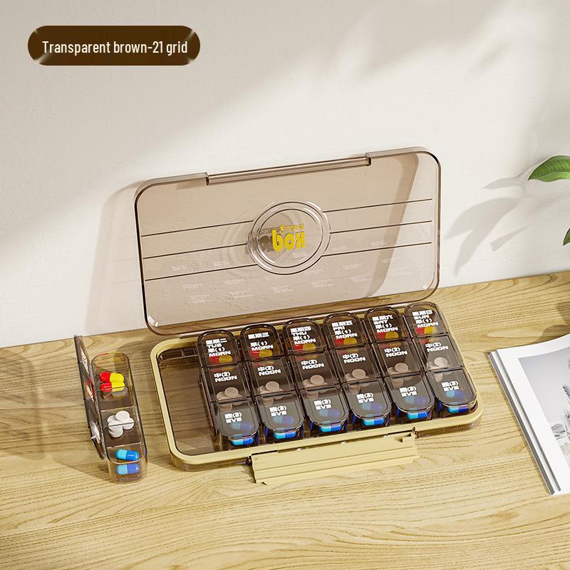 Portable Pill Box - Weekly Medicine Organizer with Large Capacity and 3-Daily Compartments