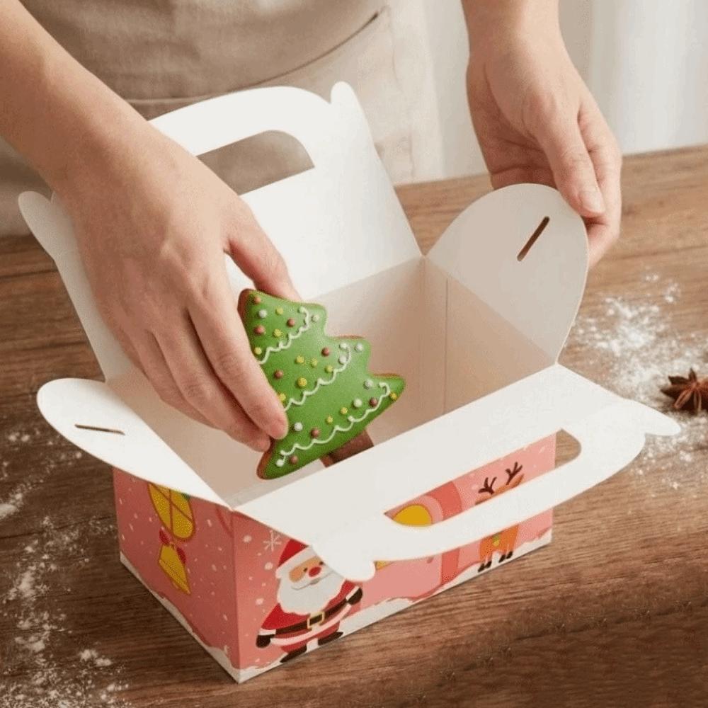 10Pcs Cartoon Print Bakery Dessert Box Paper Christmas Candy Container Theme Decoration