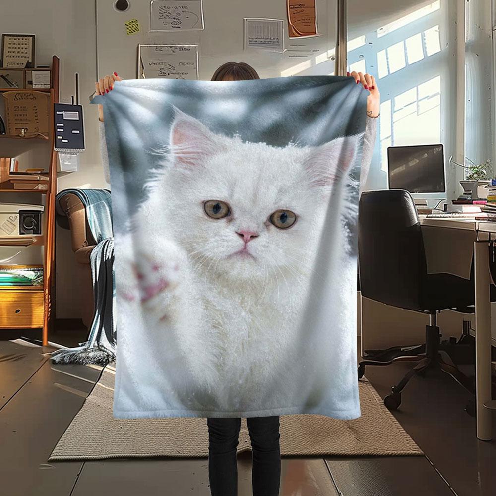 1 Stück Haustierkatzen-Aufdruck Flanelldecke, Hohe Qualität, Bequem für alle Jahreszeiten, Heimdekoration, Wärme und Komfort, Perfekt für Weihnachtsgeschenke