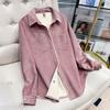 Padded Shirt Women Coat Winter Thickened Casual Velvet Solid Color Long-sleeved Shirt Jacket