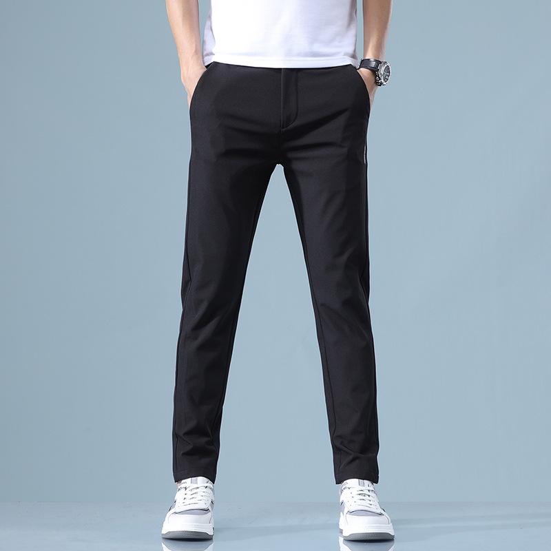 Men s Trendy 2026 Summer Slim Fit Elastic Ice Silk Pants for Business and Casual Wear Size 31