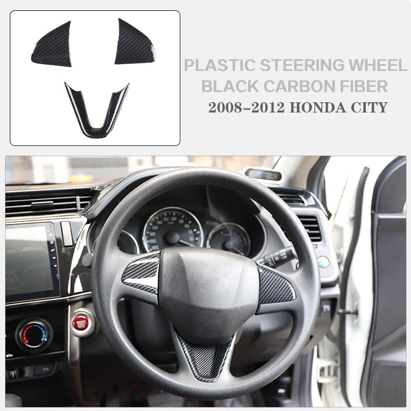 Right Hand Drive 15-19 CITY Plastic Steering Wheel Modified Carbon Fiber Pattern Black Navigation Panel Car Interior Decoration right hand  drive