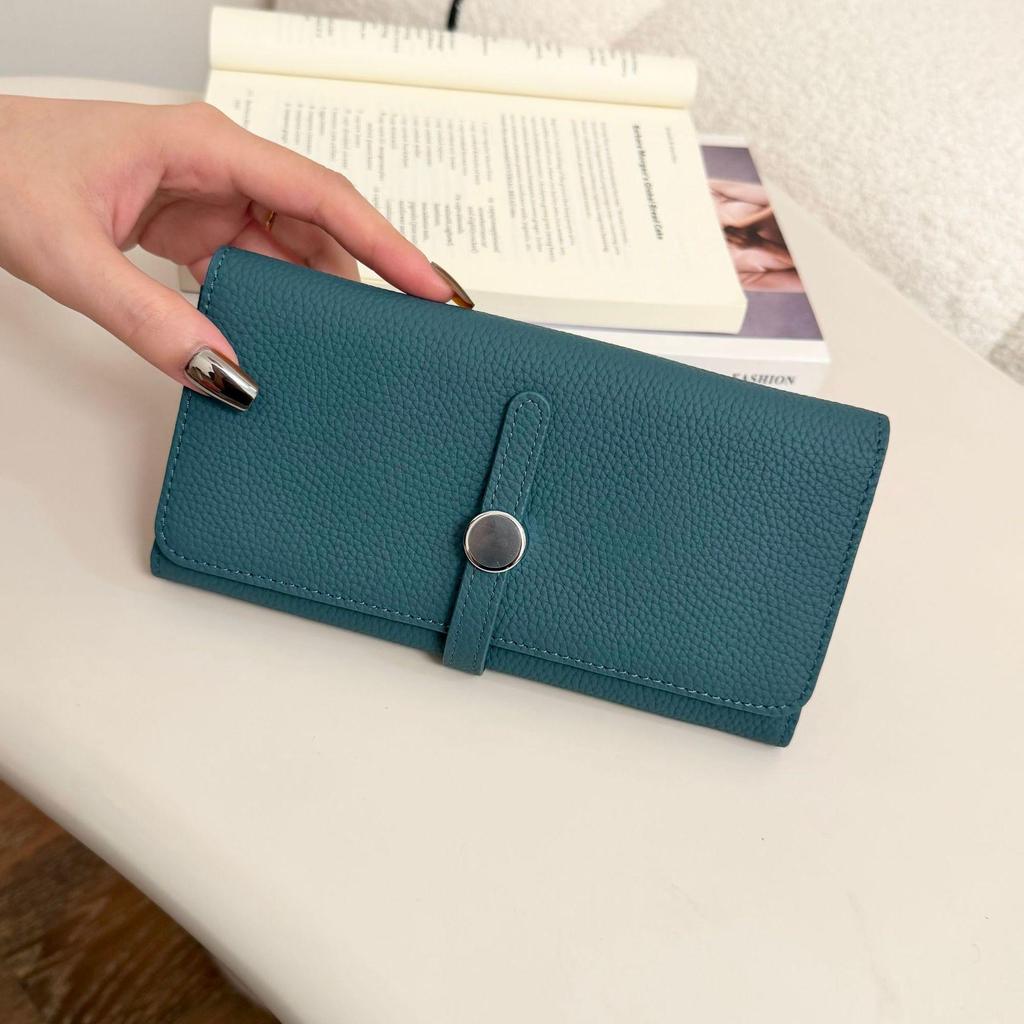 2026 New Women's Soft Cowhide Leather Clutch: Genuine Foldable Long Wallet with Large Capacity for Phone and Money Clip
