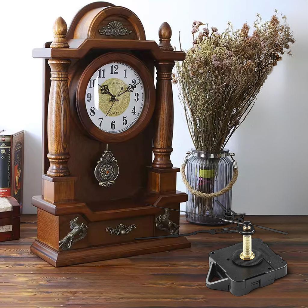 Quartz Clock Mechanism Long Shaft DIY Replacement Kit with Pendulum and Clock Hands Compatible with Various Clocks