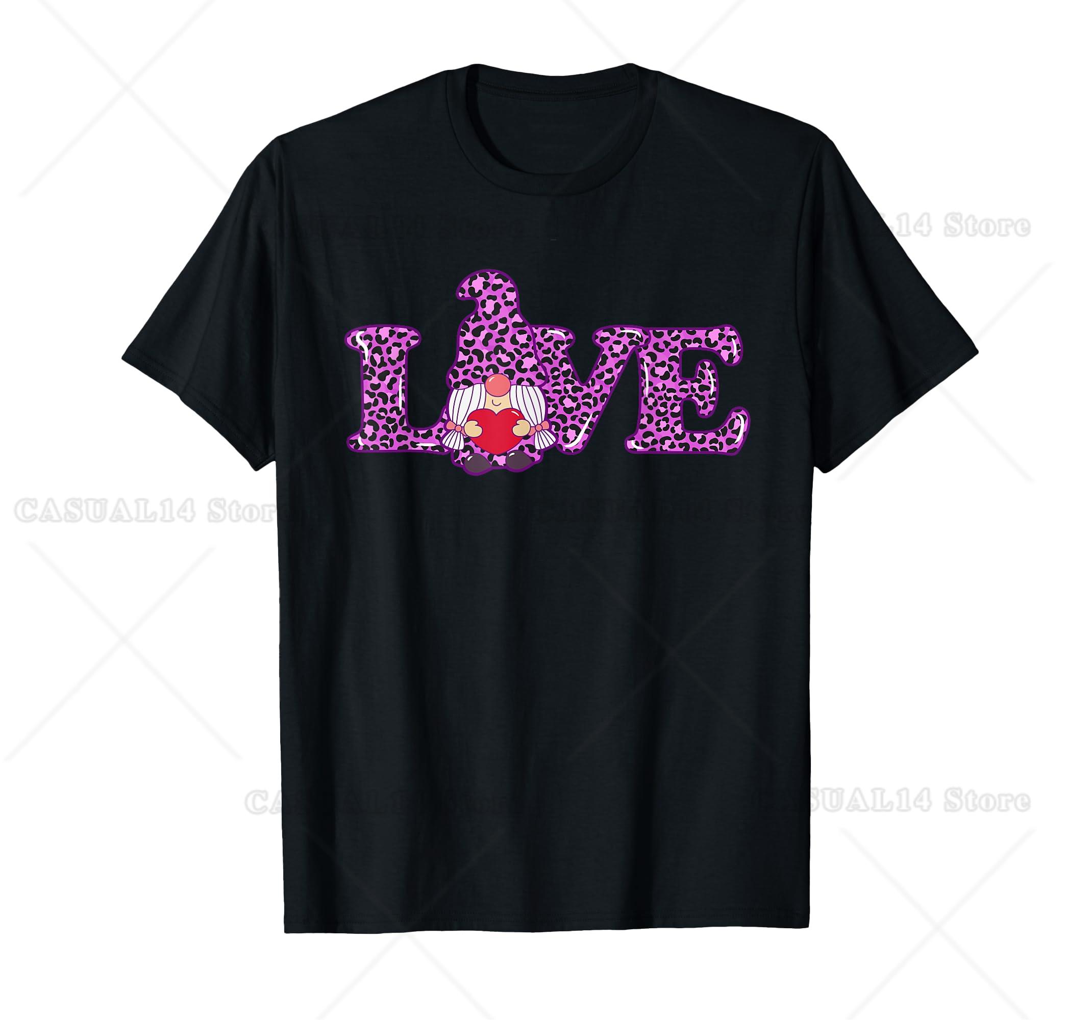 Valentines Day Love Gnome cute Leopard Cheetah T-Shirt 4XL