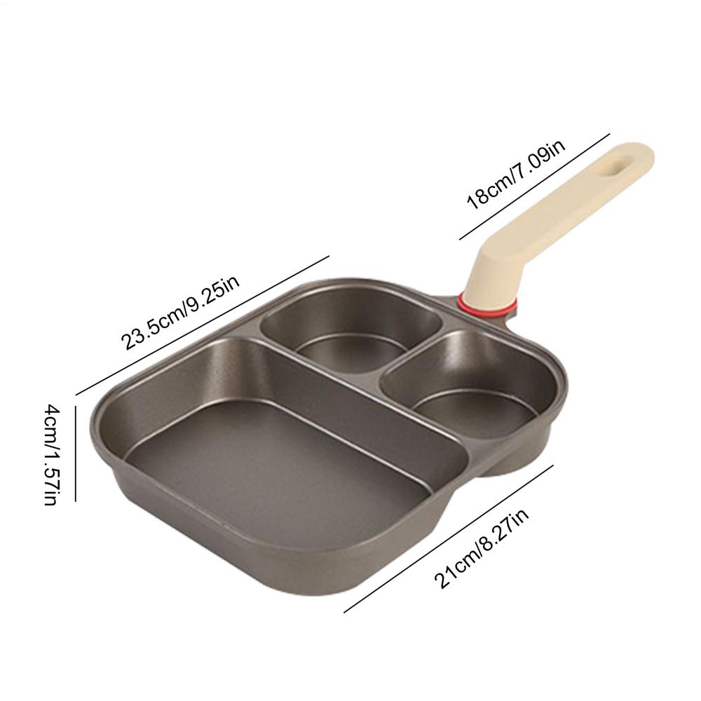 

Non Stick Egg Frying Pan 3-Cup Grill Pan With Scraper And Oil Brush Ergonomic Handle Breakfast Cooker For Chef Home Morning Meal