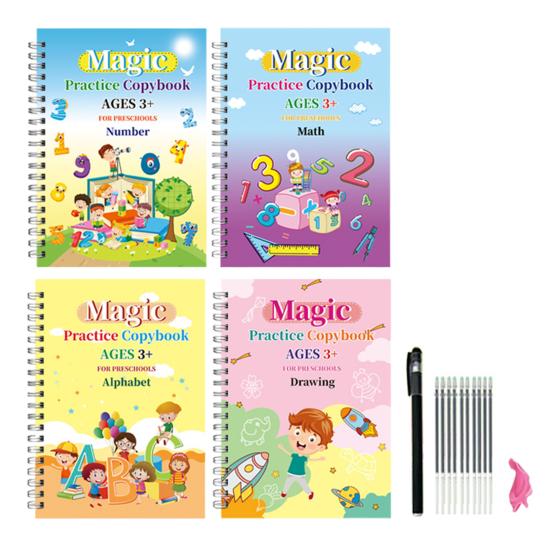 Grooved Writing Exercise Book Kit for Kids Ages 3-5 Handwriting Workbook Practice Copybook Fun Writing Activities for Young Learners