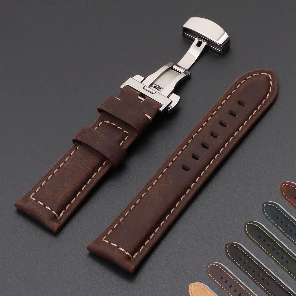 Cinturini per Orologi in Vera Pelle di Vitello con Fibbia a Farfalla 20mm 22mm 24mm 26mm Cinturino per Orologio Business Sostituzione Cinturino Orologio da Polso