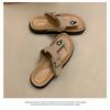Thick Soled, Slipper, Summer, Outerwear, Toe Clip, Flat Strap, Adjustable, Square Buckle, Thick Soled Slipper, Flip Flops