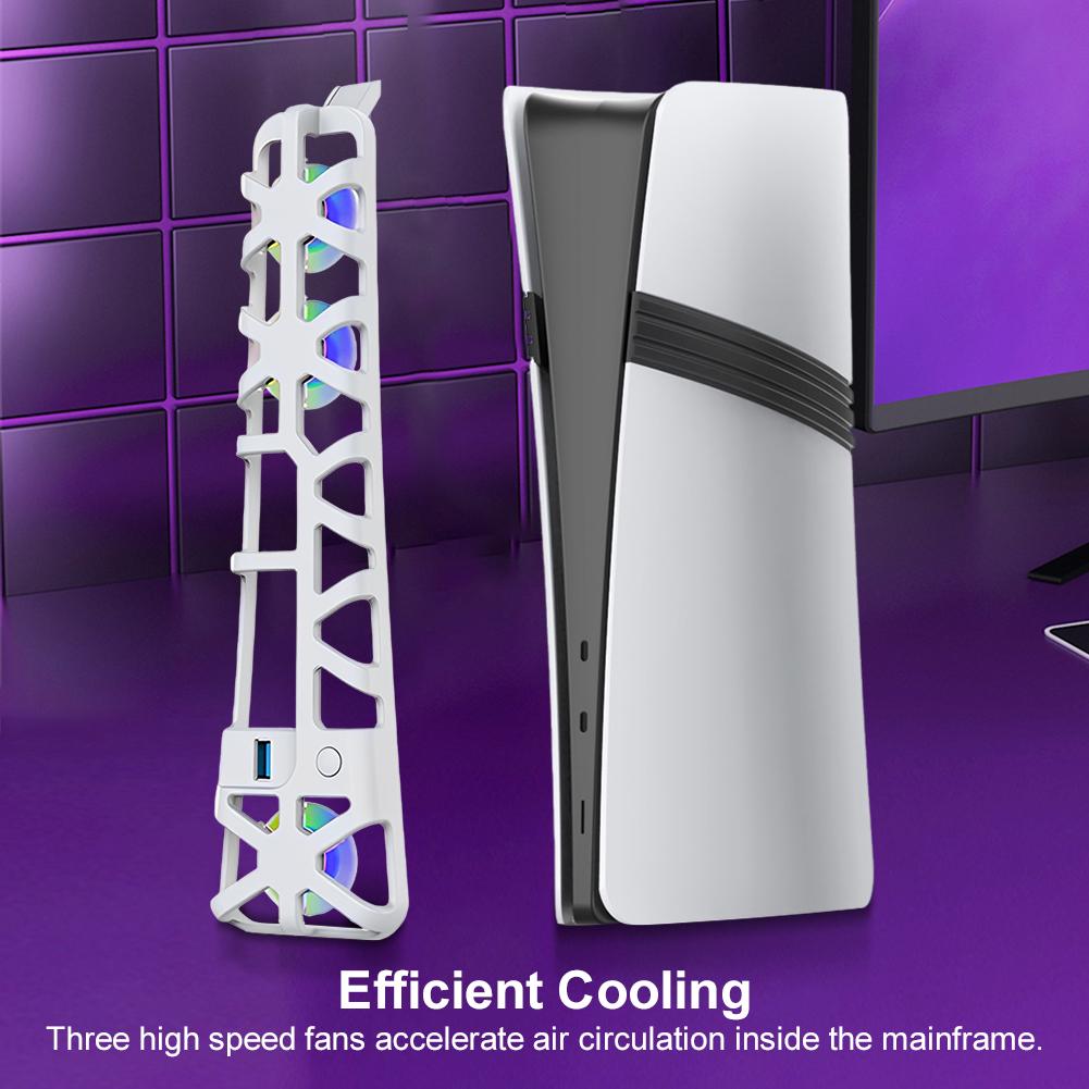 for PS5 Pro Game Accessories Cooling Fan External Fan Cooler with RGB Light Vertical Compatible Radiator for Playstation 5 Pro