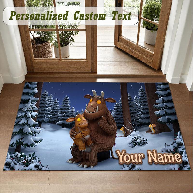 Crystal Velvet Square Rug Custom NameThe Gruffalo Pattern Non Slip Home Floor Decor Rug