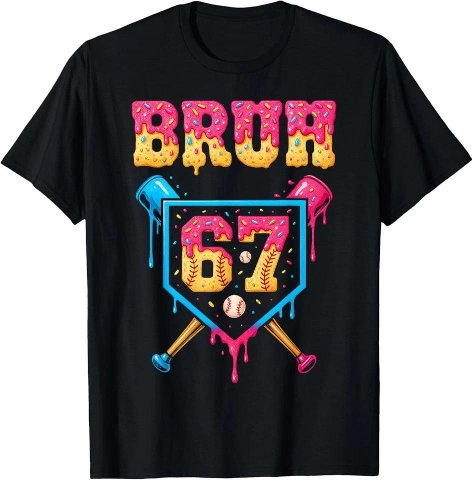 Bruh Baseball Ice Cream Drip Number 67 Player 67th Birthday T-Shirt S