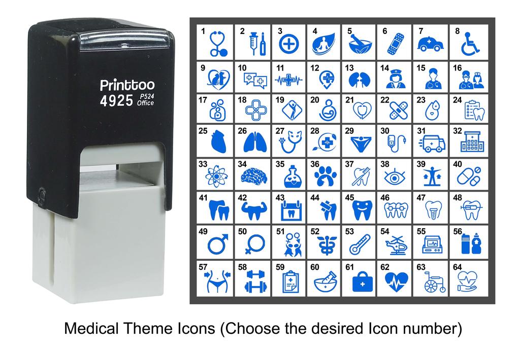 Printtoo Medical Theme Icons Rubber Stamp Self Inking Stamper 24 Mm