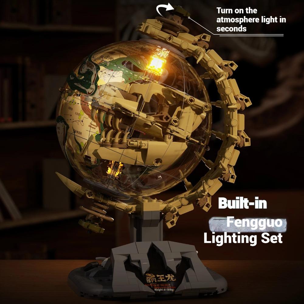 F5-I0003 electric building block toy set, Jurassic dinosaur era globe model assembly, children's birthday toy gift