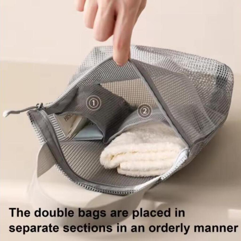 Portable Travel Handbags Mesh Makeup Toiletry Storage Bags Hanging Cosmetic Organizer Pouch Washing Body Shower Tools Organizer