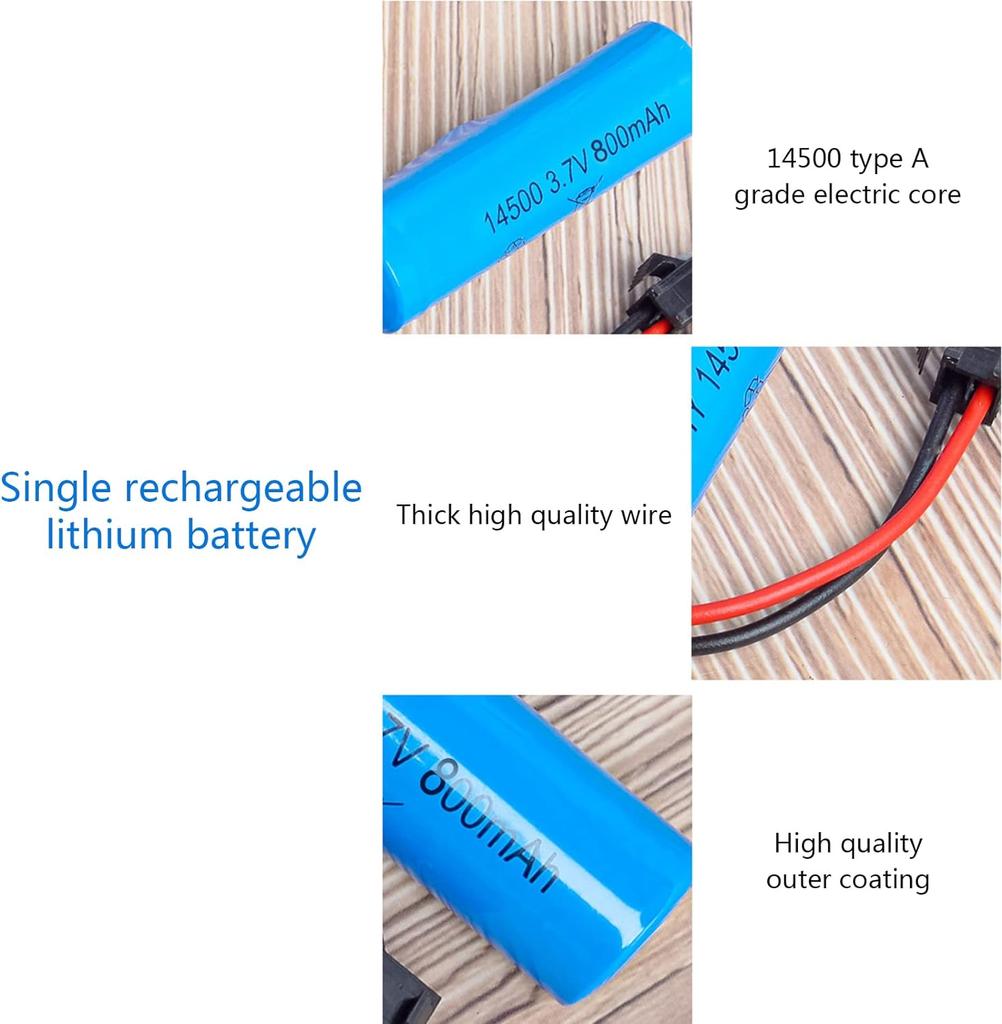 Pack 4 Baterías Recargables 14500 Li-Ion 2000 MAh 3.7V Con Cargador USB Y Conector SM-2P Para Coches RC