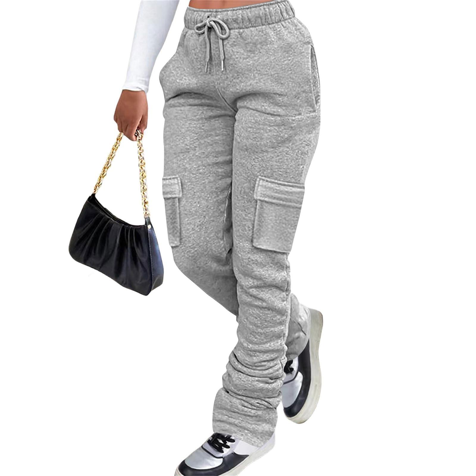 

Женские повседневные спортивные брюки-карго, плиссированные спортивные брюки-джоггеры, зимние спортивные брюки с завязками на ворсе и карманами XL