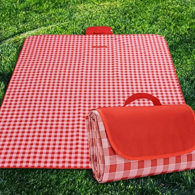1 Stk. Neue Stranddecke 200x 200cm Wasserdicht Faltbar Outdoor Campingmatte Verbreiterte Picknickdecke Gitter Baby Mehrspieler Strand