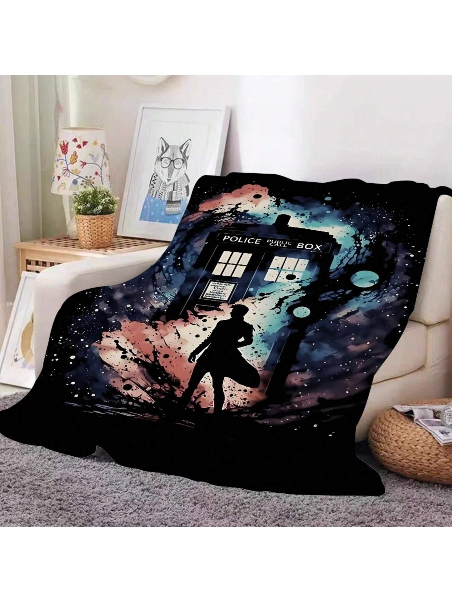 

TV D-DoctorS W-Who Blanket Design Lightweight Throw Blanket For Dorms, Naps, Living Room, Office,Sofa,All-Season 75X95CM сірий колір