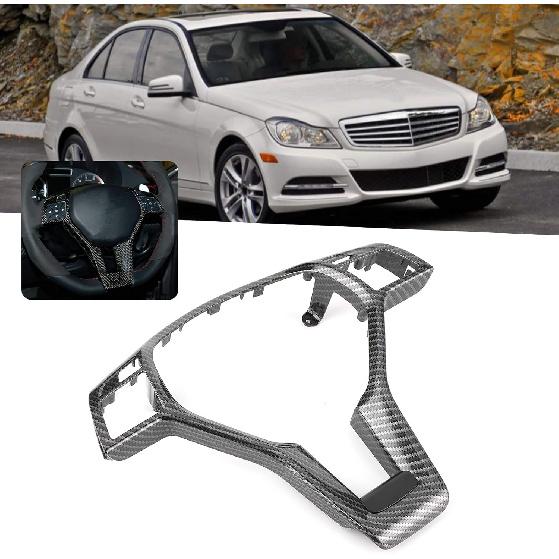 Steering Wheel Trim,Carbon Fiber Steering Wheel Trim Car Interior Decoration for AMG Type 0994640013 Fit for C E CLA Class carbon fiber interior