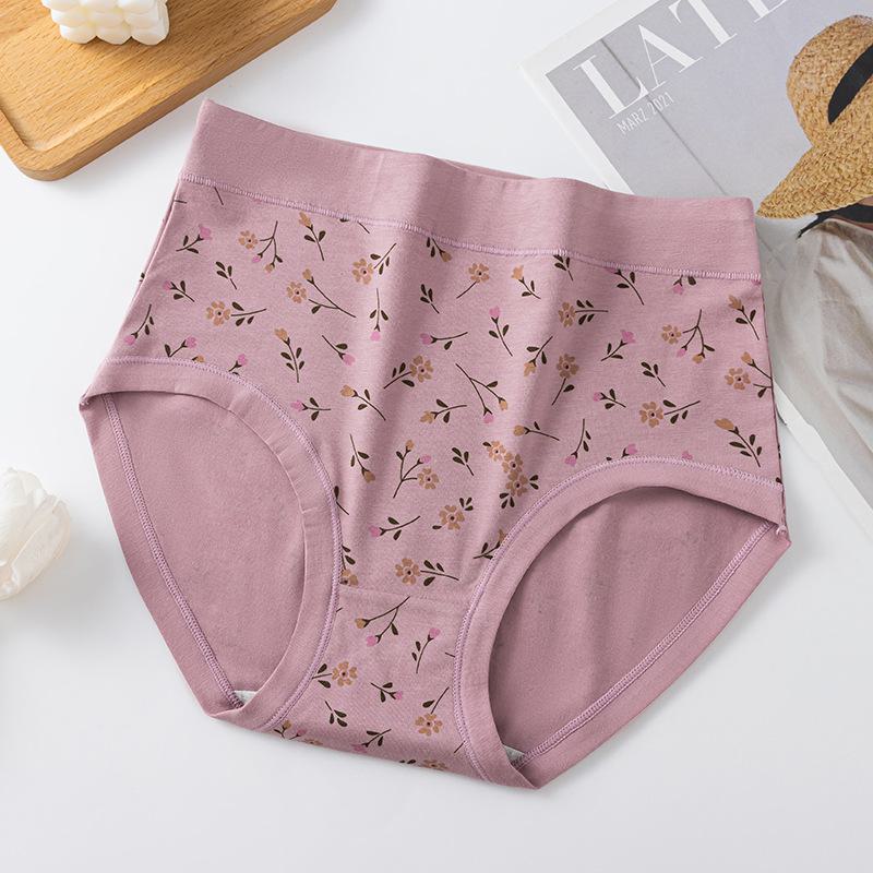 Braguitas de algodón de cintura alta para mujer: antibacterianas, de corte holgado, pantalones cortos de talla grande para mamás de mediana edad y mayores.