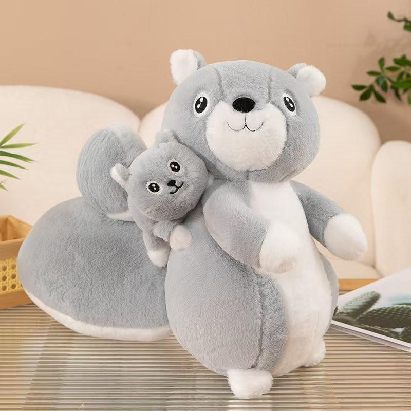 

Cartoon Gray Cute Orange Mother And Child Squirrel Plush Toy For Gift Children 35cm серый