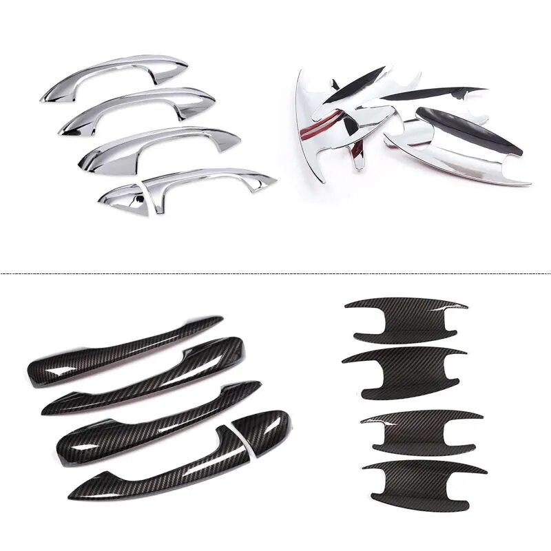 For Mercedes Benz C E GLC Class W205 W213 X253 2017 2018 Car Carbon texture Exterior Door Handle Pull / Door Bowl Cover Trim