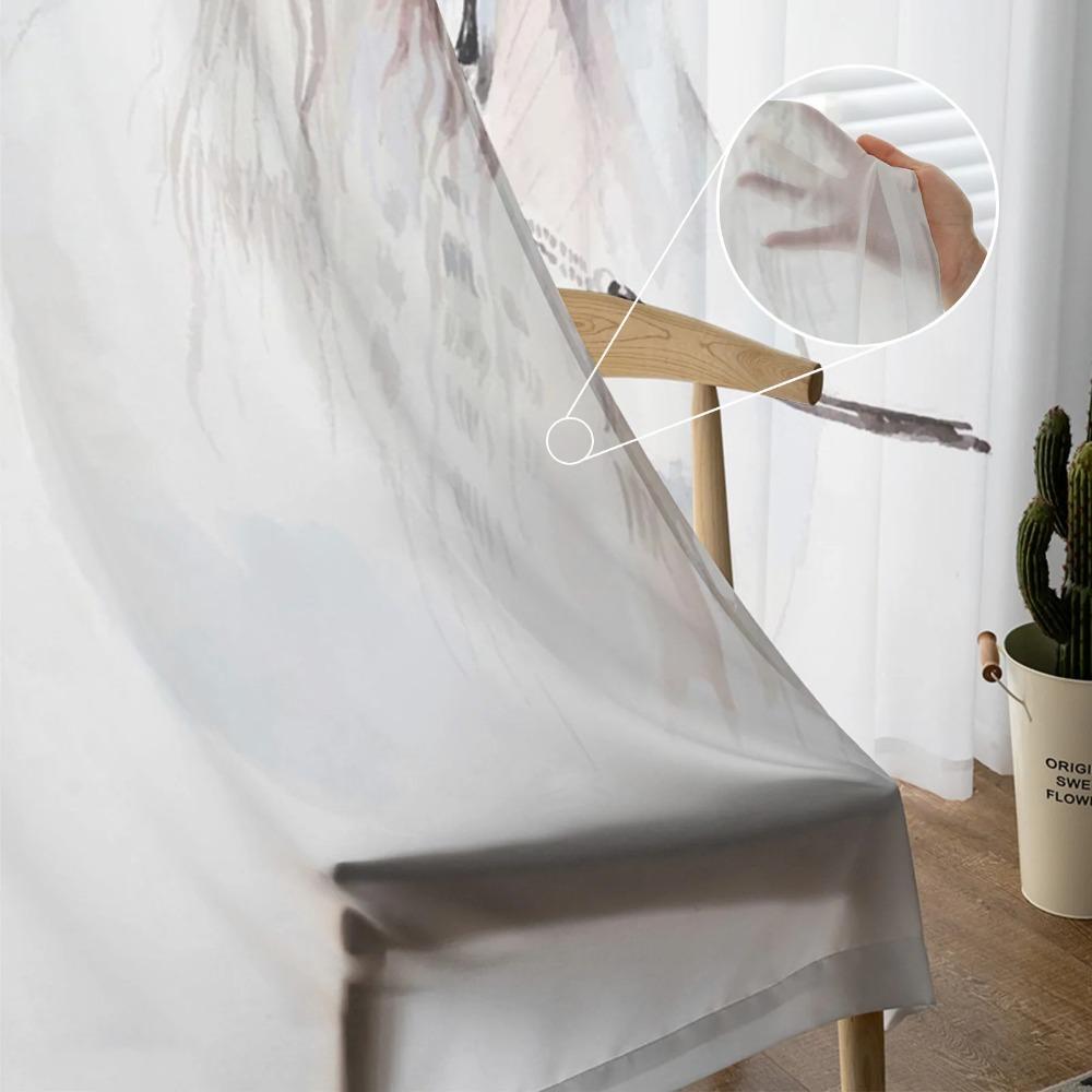 Animal Horse Watercolor Painting Tulle Curtains for Living Room Bedroom Decoration Chiffon Sheer Voile Kitchen Window Curtain